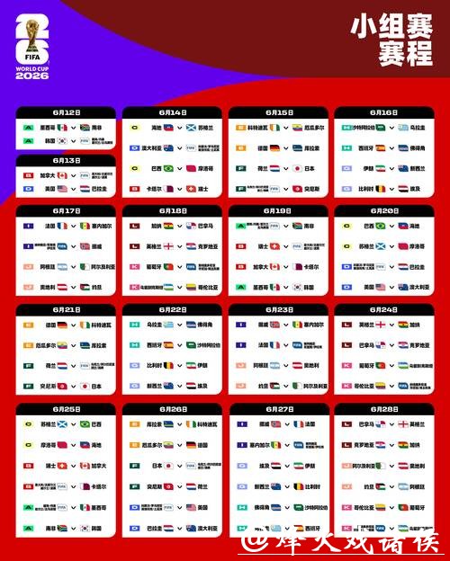 2026世界杯赛程全图完整版 2026世界杯赛程全图完整版